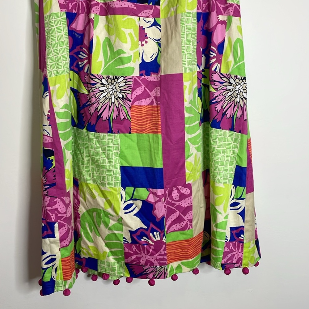 🌼 SIZE 14 Lilly Pulitzer Brighton Patchwork Pom Pom Trim Halter Sundress - Picture 4 of 16